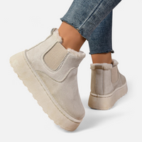 Women's Plush Platform Ankle Boots – Chelsea Silhouette