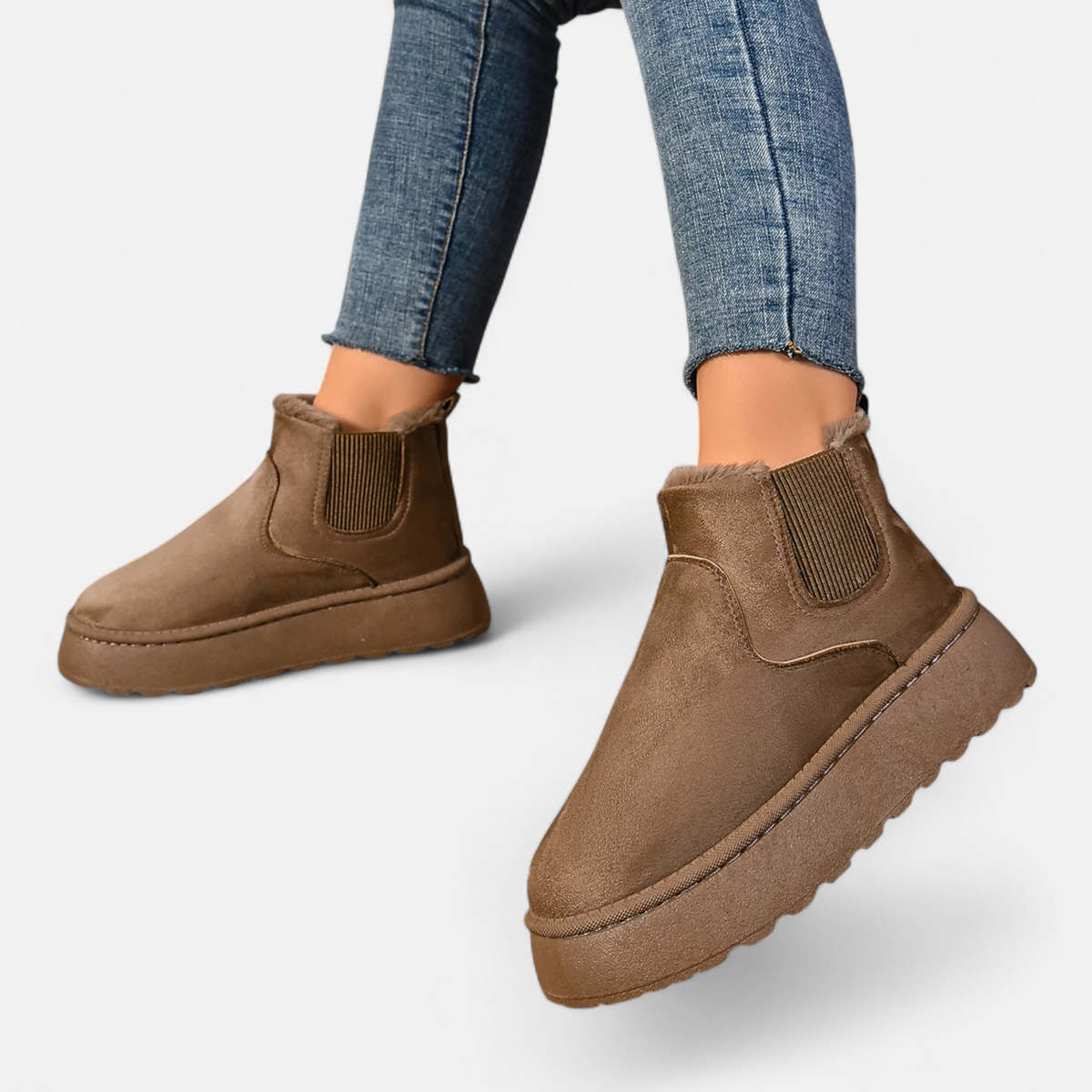 Women's Plush Platform Ankle Boots – Chelsea Silhouette