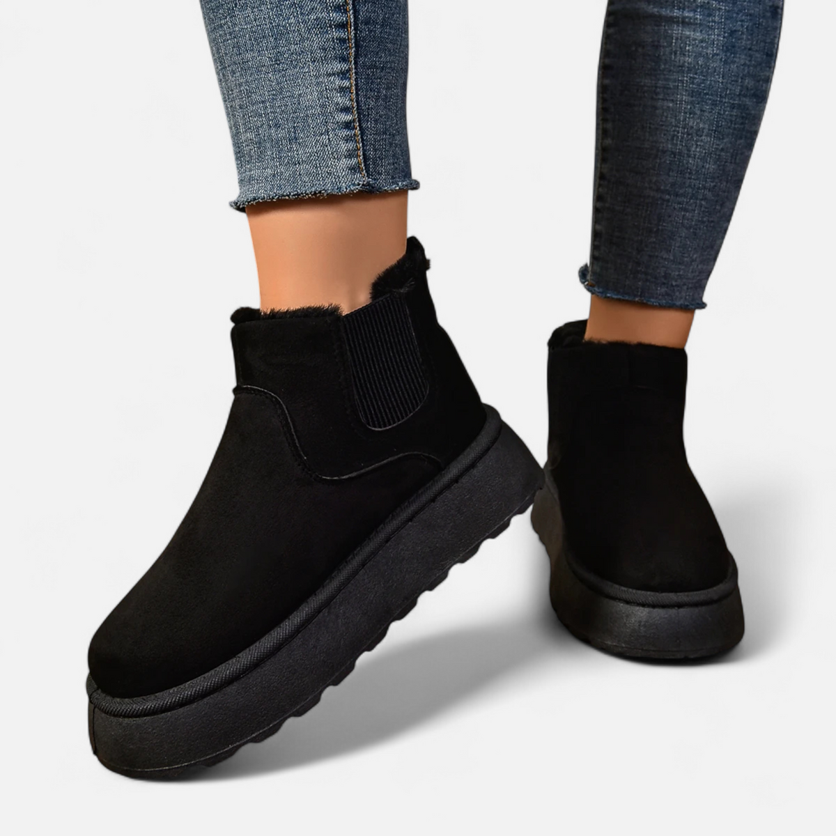 Women's Plush Platform Ankle Boots – Chelsea Silhouette