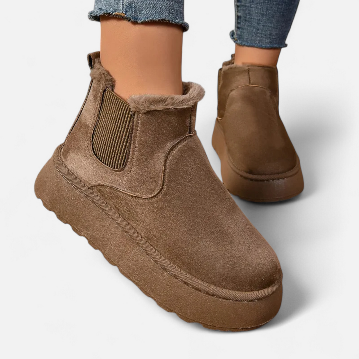 Women's Plush Platform Ankle Boots – Chelsea Silhouette