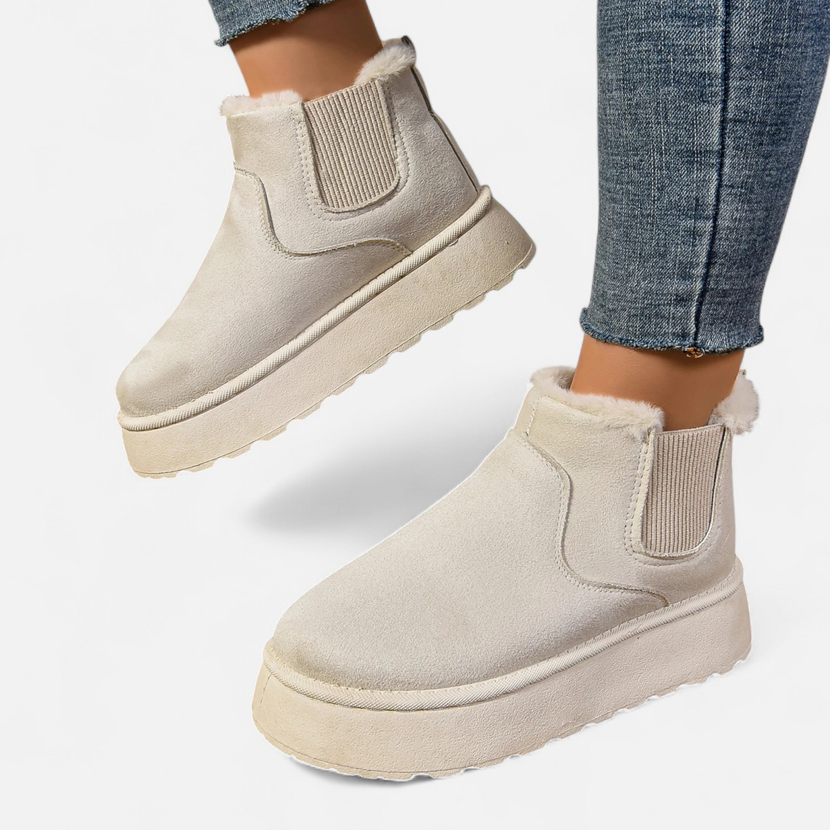 Women's Plush Platform Ankle Boots – Chelsea Silhouette