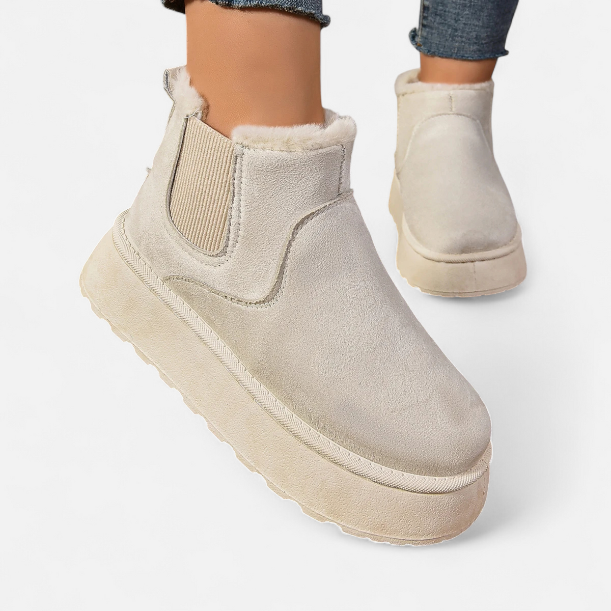 Women's Plush Platform Ankle Boots – Chelsea Silhouette