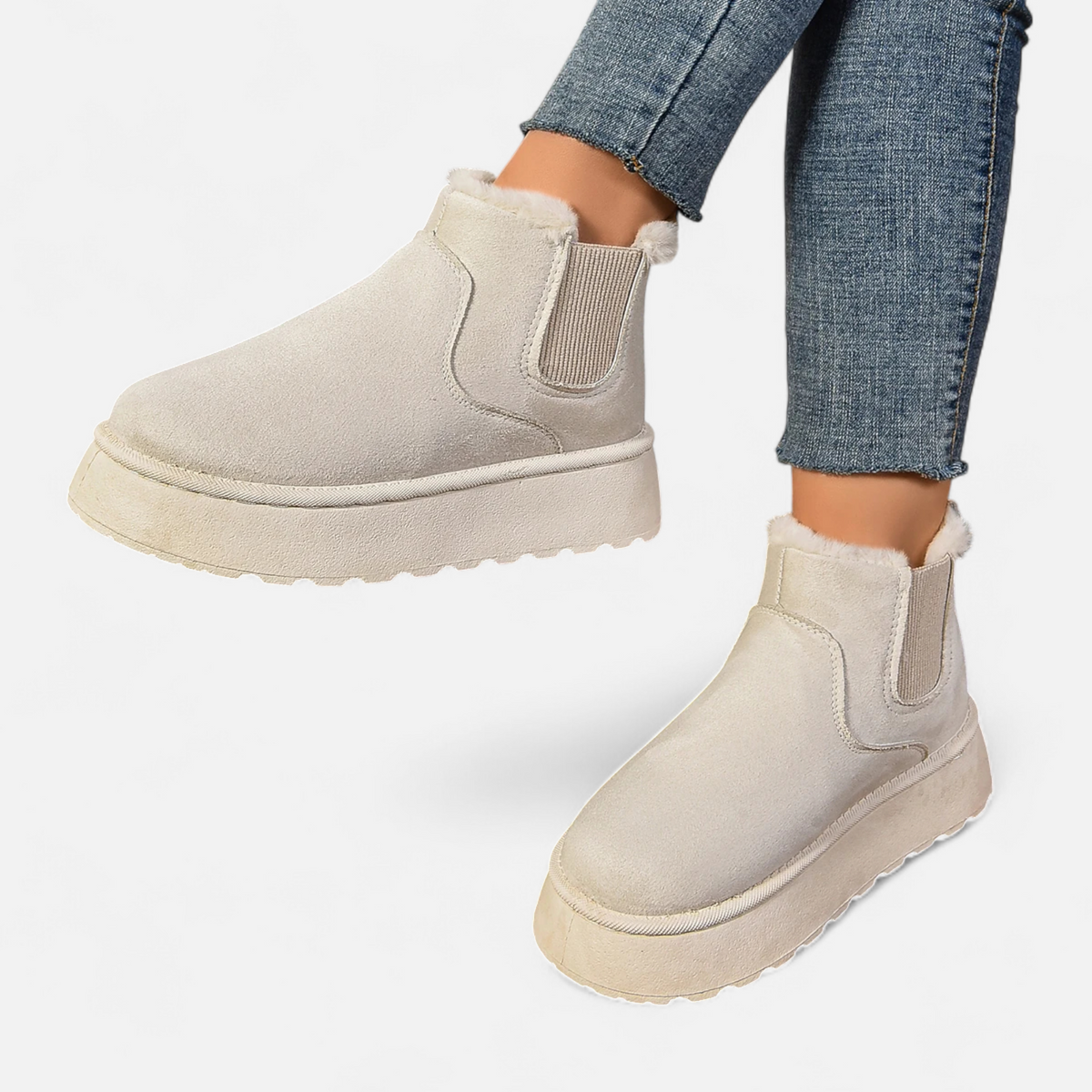 Women's Plush Platform Ankle Boots – Chelsea Silhouette