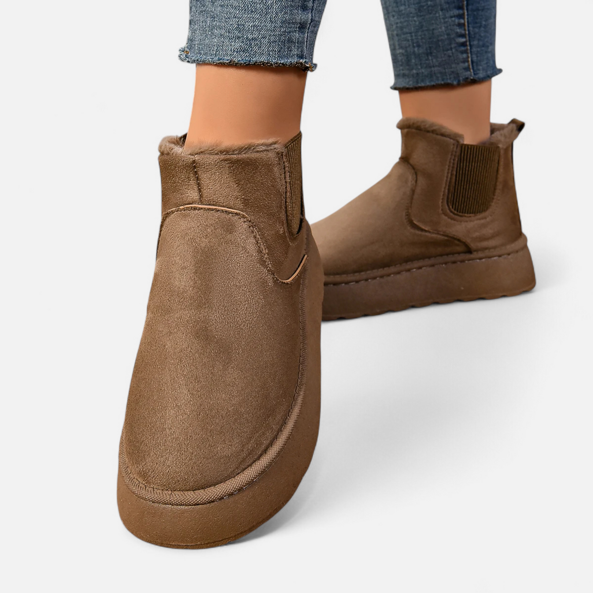 Women's Plush Platform Ankle Boots – Chelsea Silhouette
