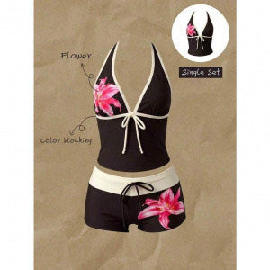 Women's Polka Dot Halter Tankini Top