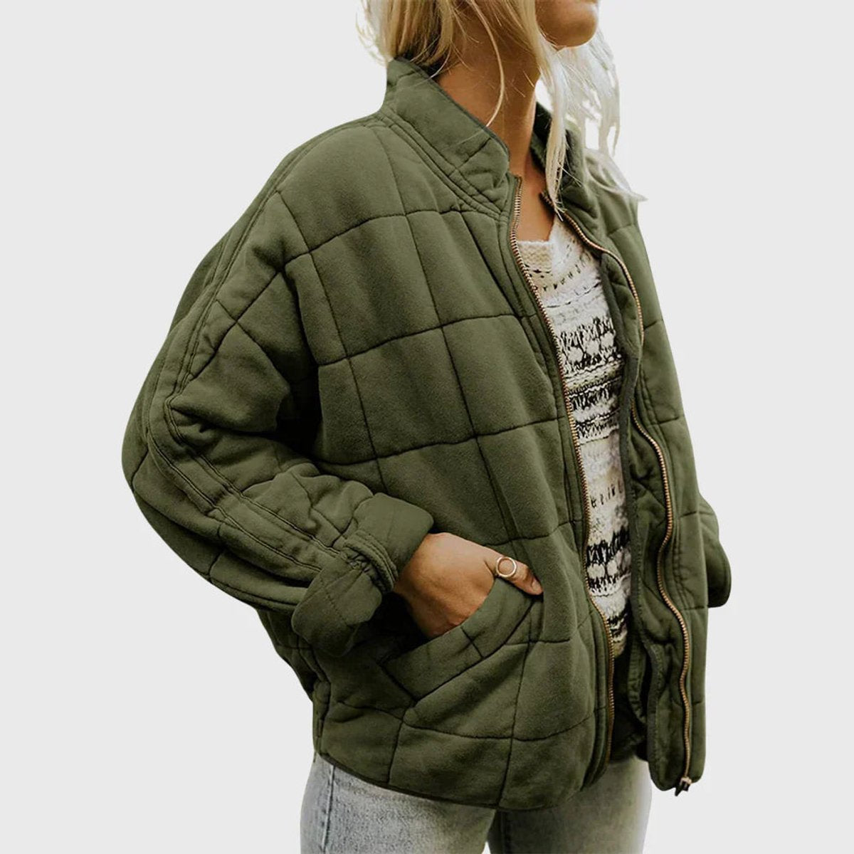 Women's Quilted Zip-Up Stand-Collar Puffer Coat