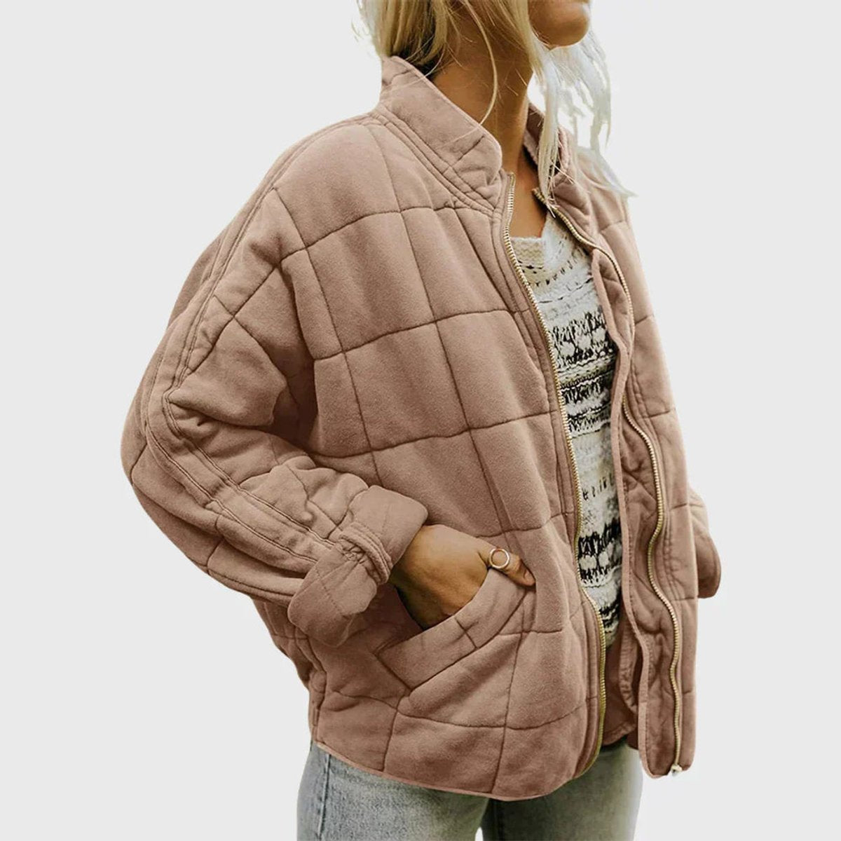 Women's Quilted Zip-Up Stand-Collar Puffer Coat
