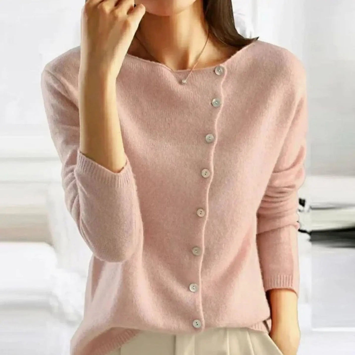 Women's Relaxed-Fit Button-Front Knit Cardigan Sweater