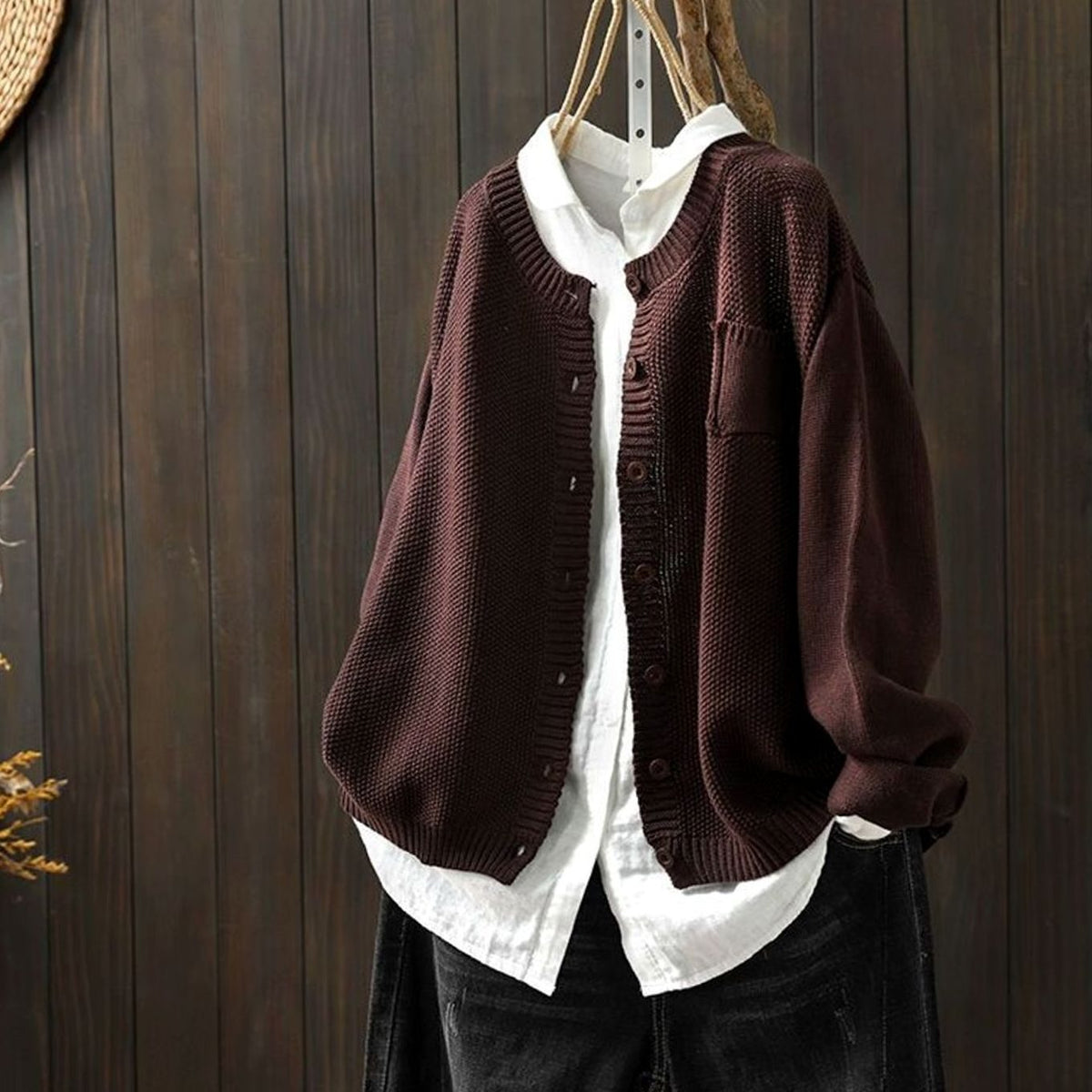 Women's Relaxed-Fit Button-Front Knit Cardigan Sweater