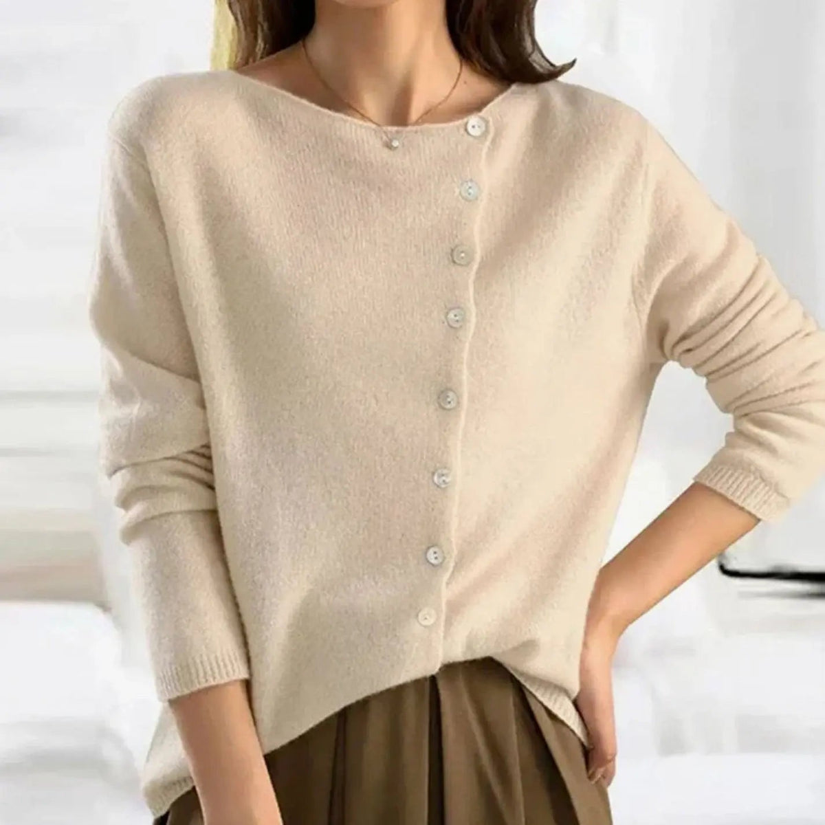 Women's Relaxed-Fit Button-Front Knit Cardigan Sweater