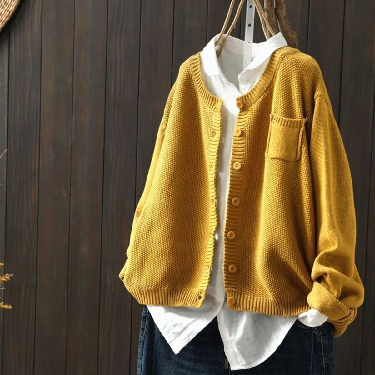 Women's Relaxed-Fit Button-Front Knit Cardigan Sweater