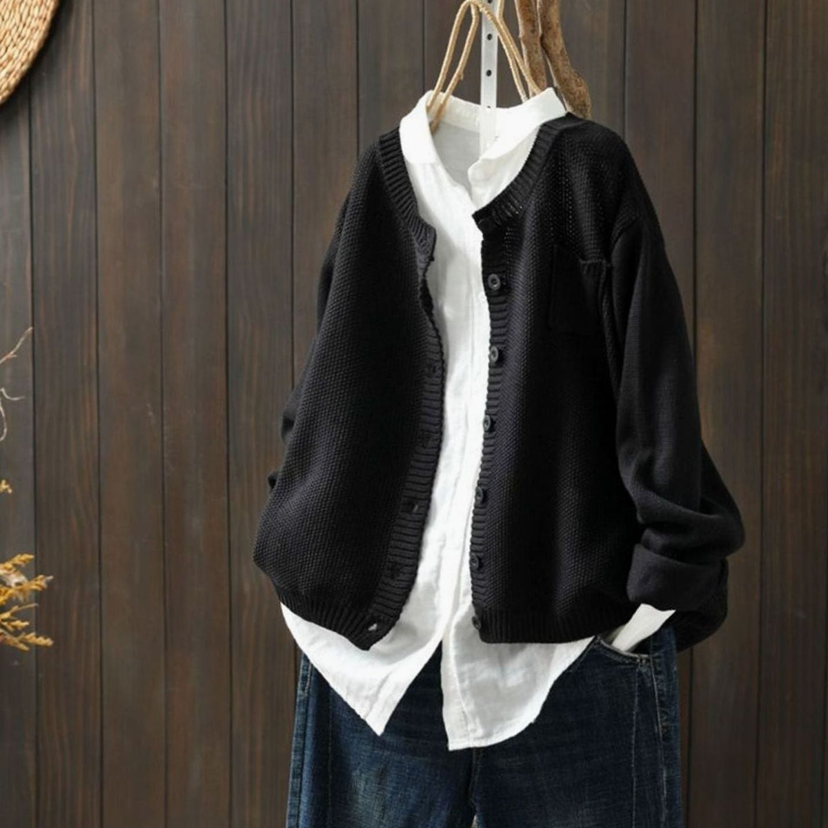 Women's Relaxed-Fit Button-Front Knit Cardigan Sweater