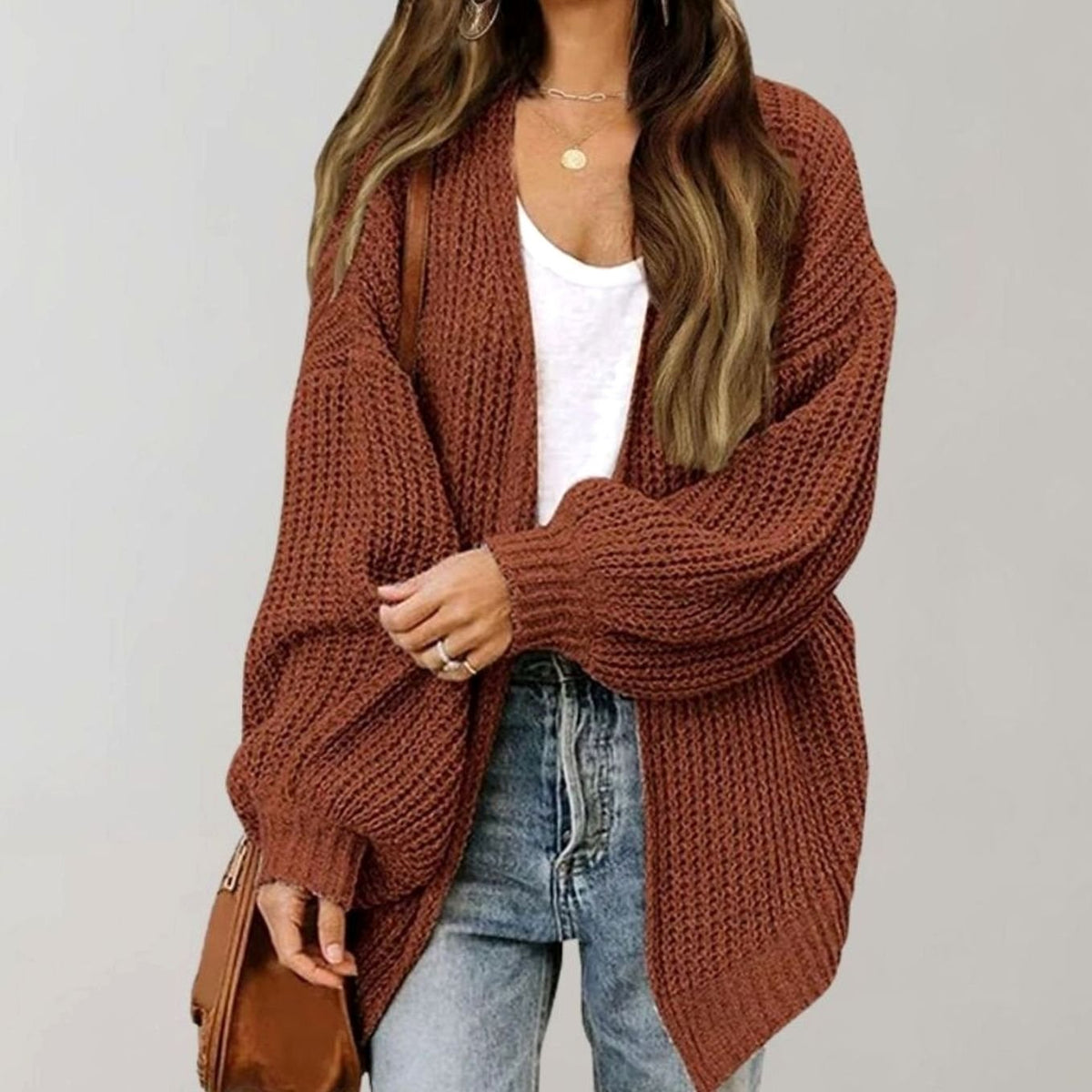 Women's Relaxed-Fit Oversized Knit Open-Front Cardigan Sweater