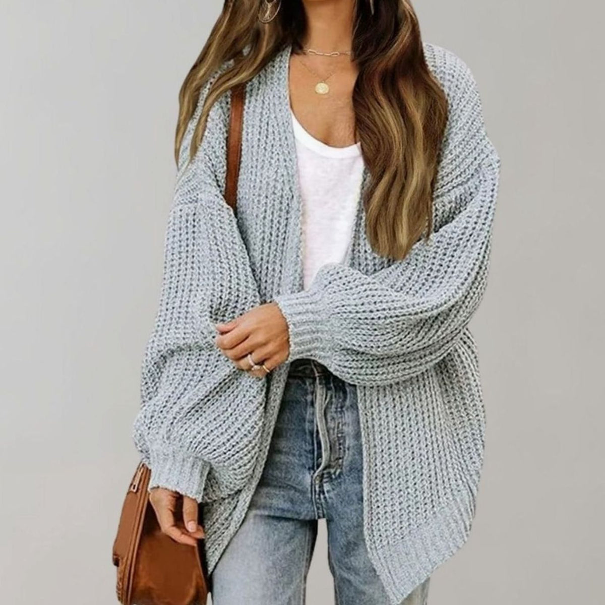 Women's Relaxed-Fit Oversized Knit Open-Front Cardigan Sweater