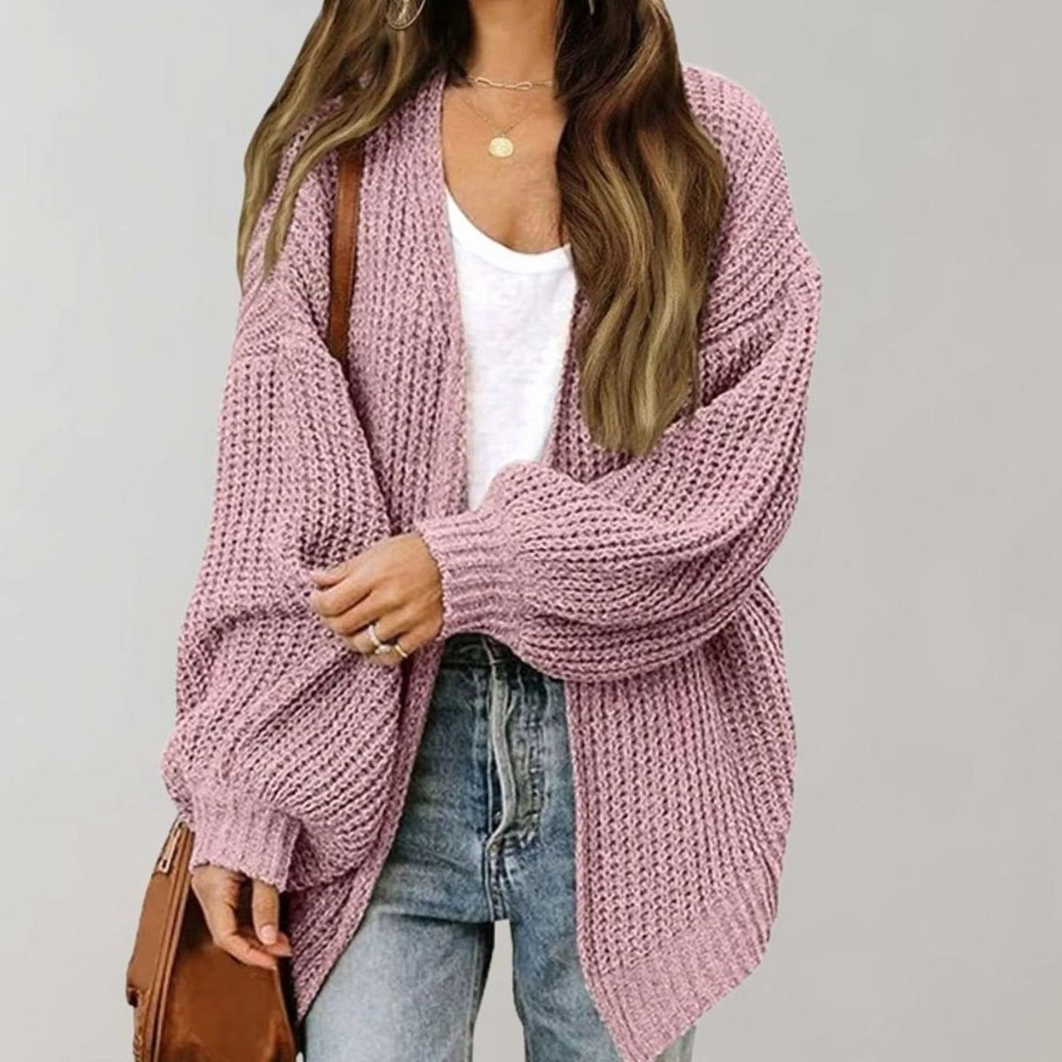 Women's Relaxed-Fit Oversized Knit Open-Front Cardigan Sweater