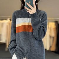 Women's Relaxed-Fit Striped Full-Zip Knit Cardigan