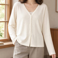 Women's Relaxed-Fit V-Neck Button-Front Cardigan
