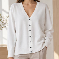 Women's Relaxed-Fit V-Neck Button-Front Knit Cardigan