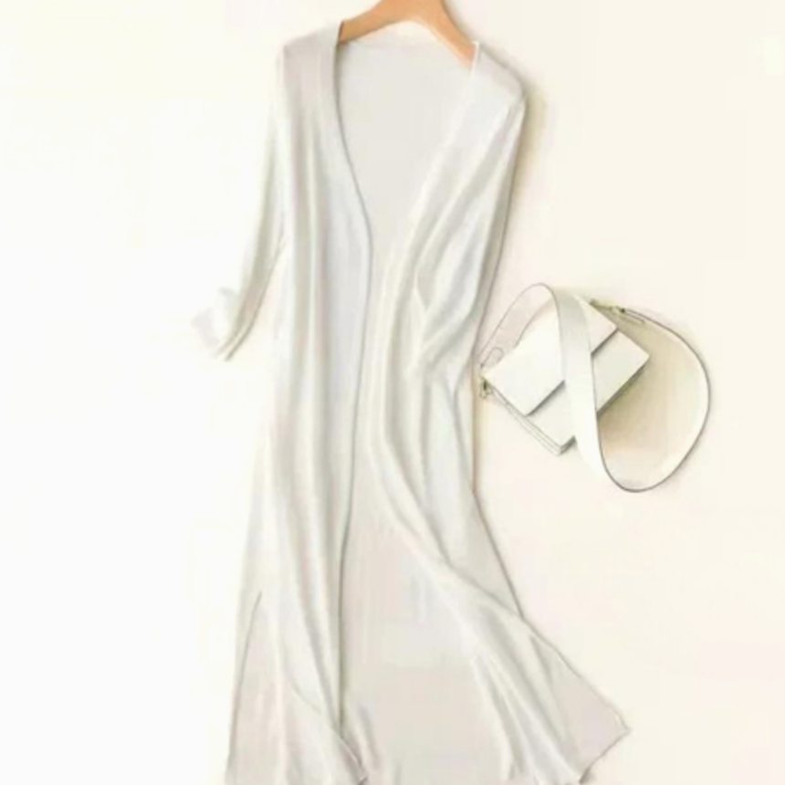Women's Relaxed Open-Front Lightweight Knit Long Cardigan