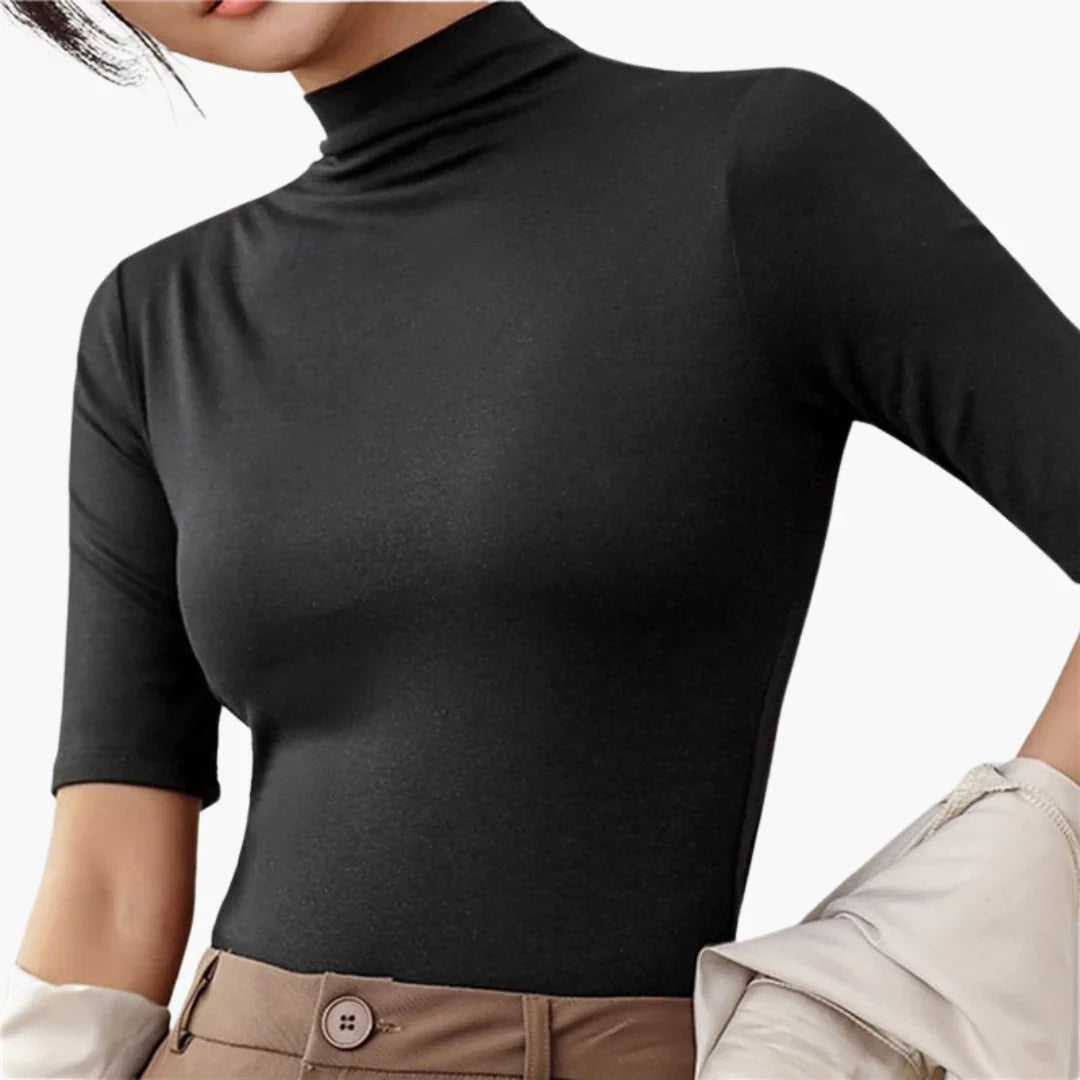 Women's Seamless Half-Sleeve Turtleneck Sweater