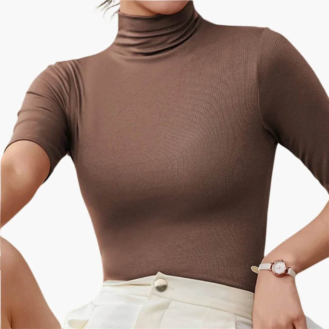 Women's Seamless Half-Sleeve Turtleneck Sweater