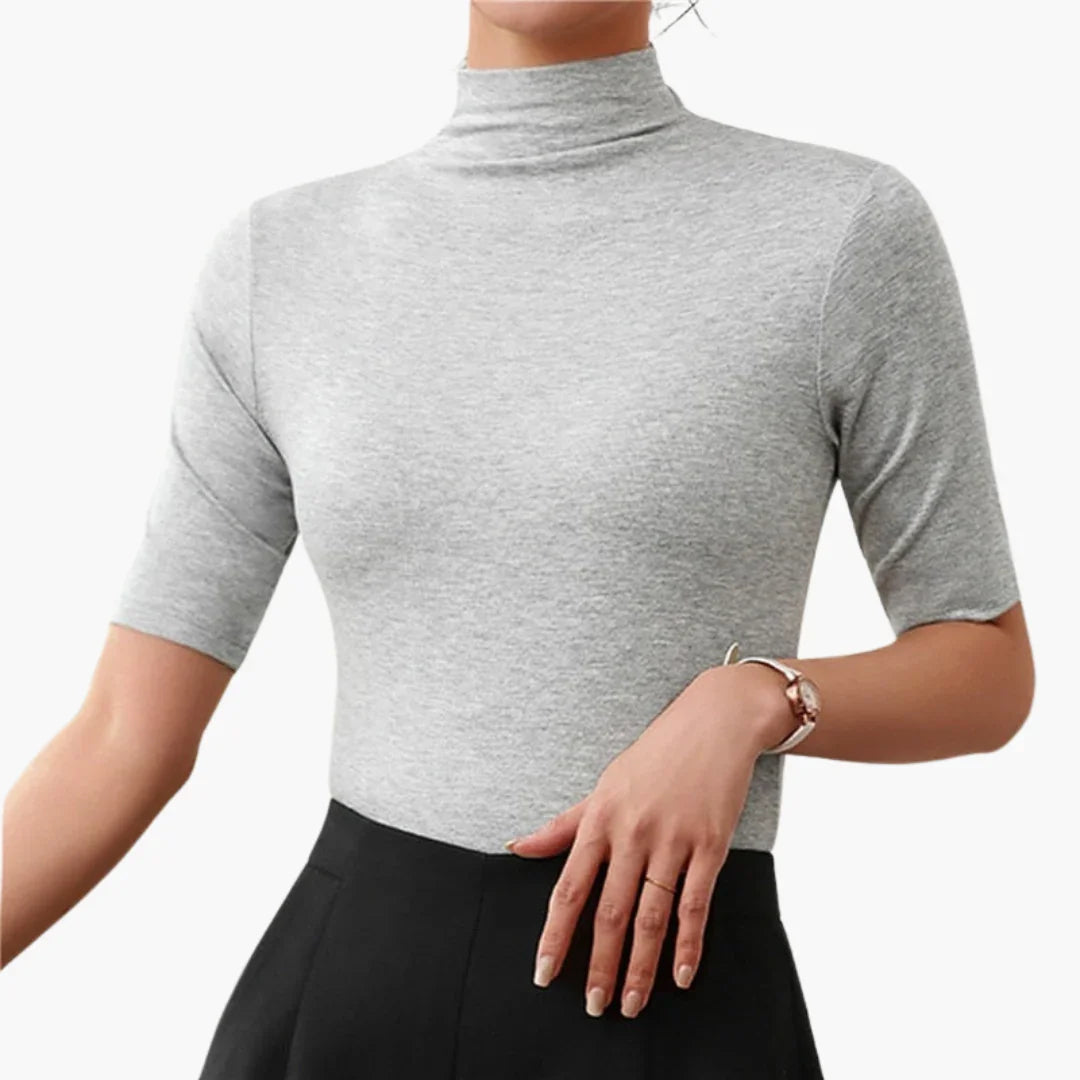 Women's Seamless Half-Sleeve Turtleneck Sweater
