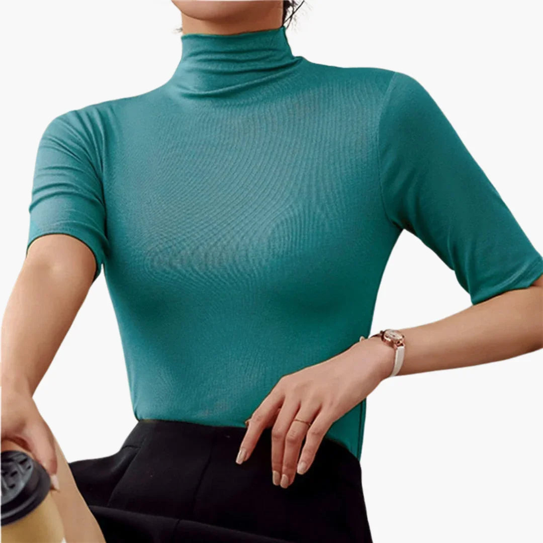 Women's Seamless Half-Sleeve Turtleneck Sweater