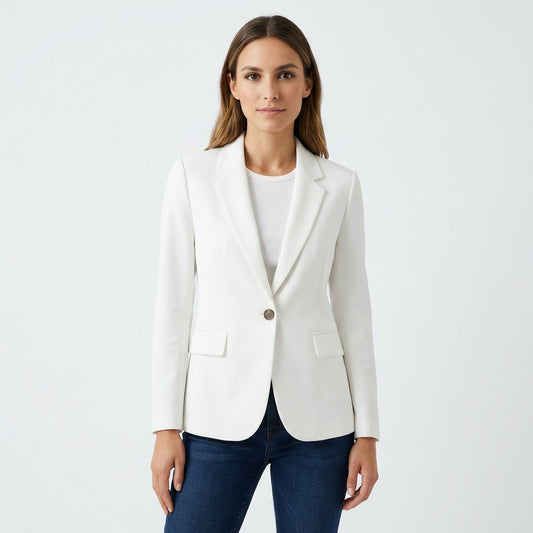 Women's Single-Button Tailored Blazer with Classic Lapels