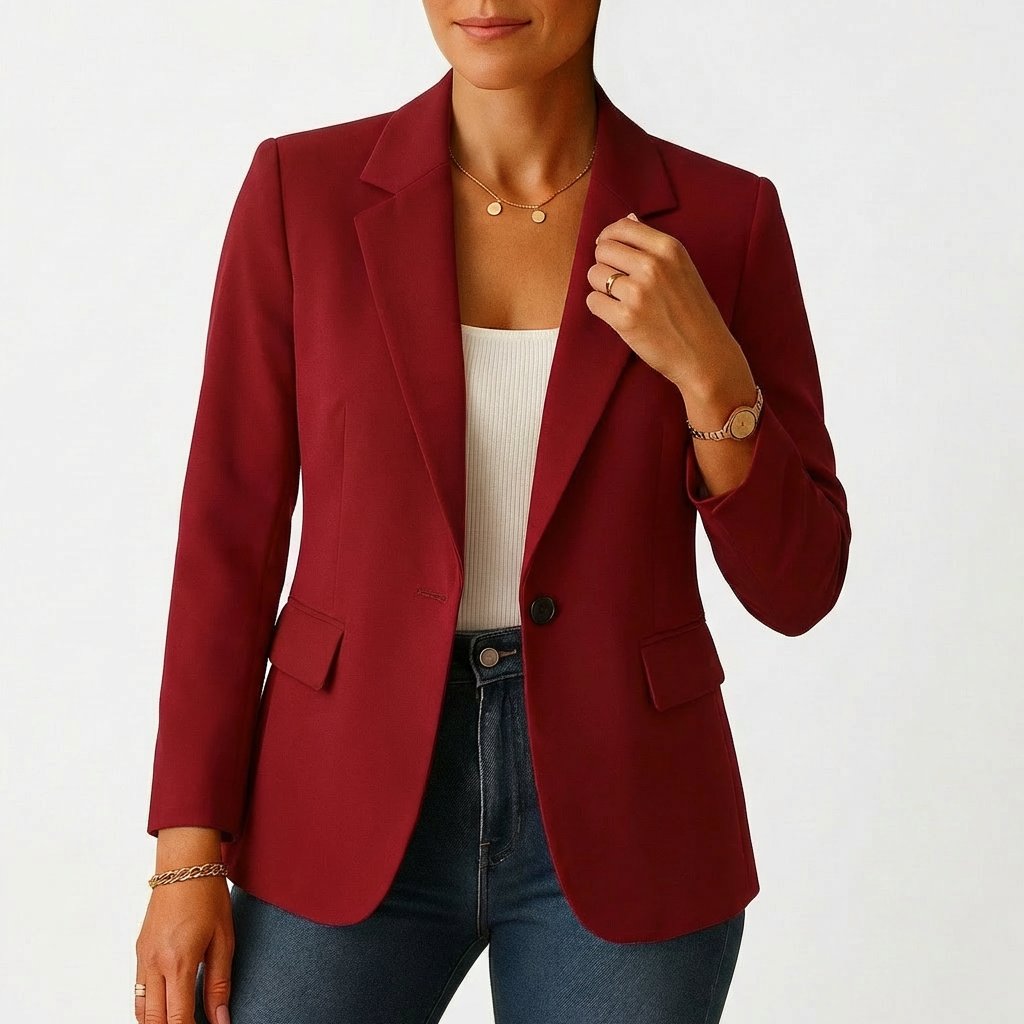 Women's Single-Button Tailored Blazer with Classic Lapels