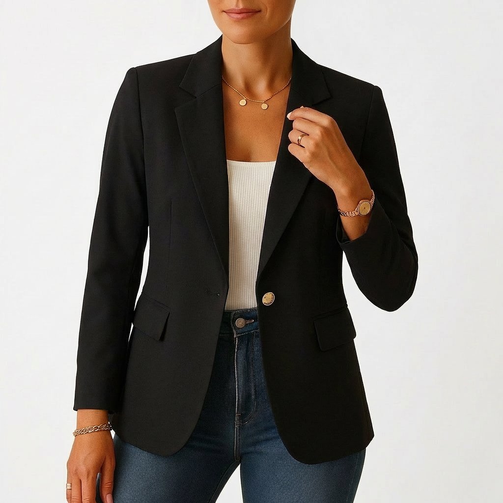 Women's Single-Button Tailored Blazer with Classic Lapels