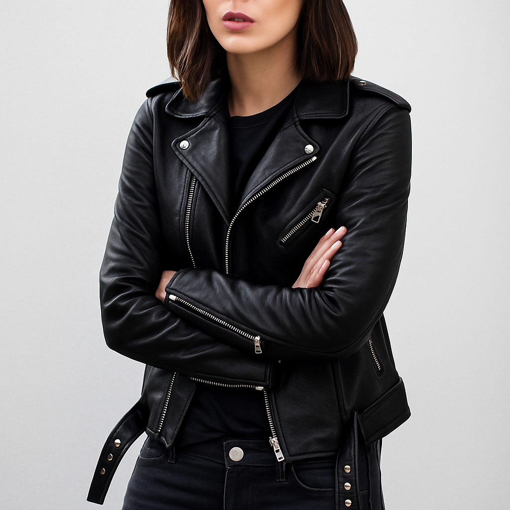 Women's Slim-Fit Leather Biker Jacket