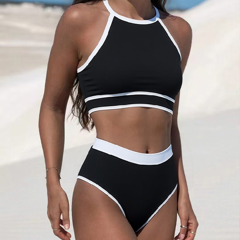 Women's Sporty Bikini Set with High-Cut Bottom and Racerback Top