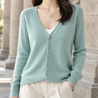 Women's V-Neck Button-Front Relaxed Knit Cardigan