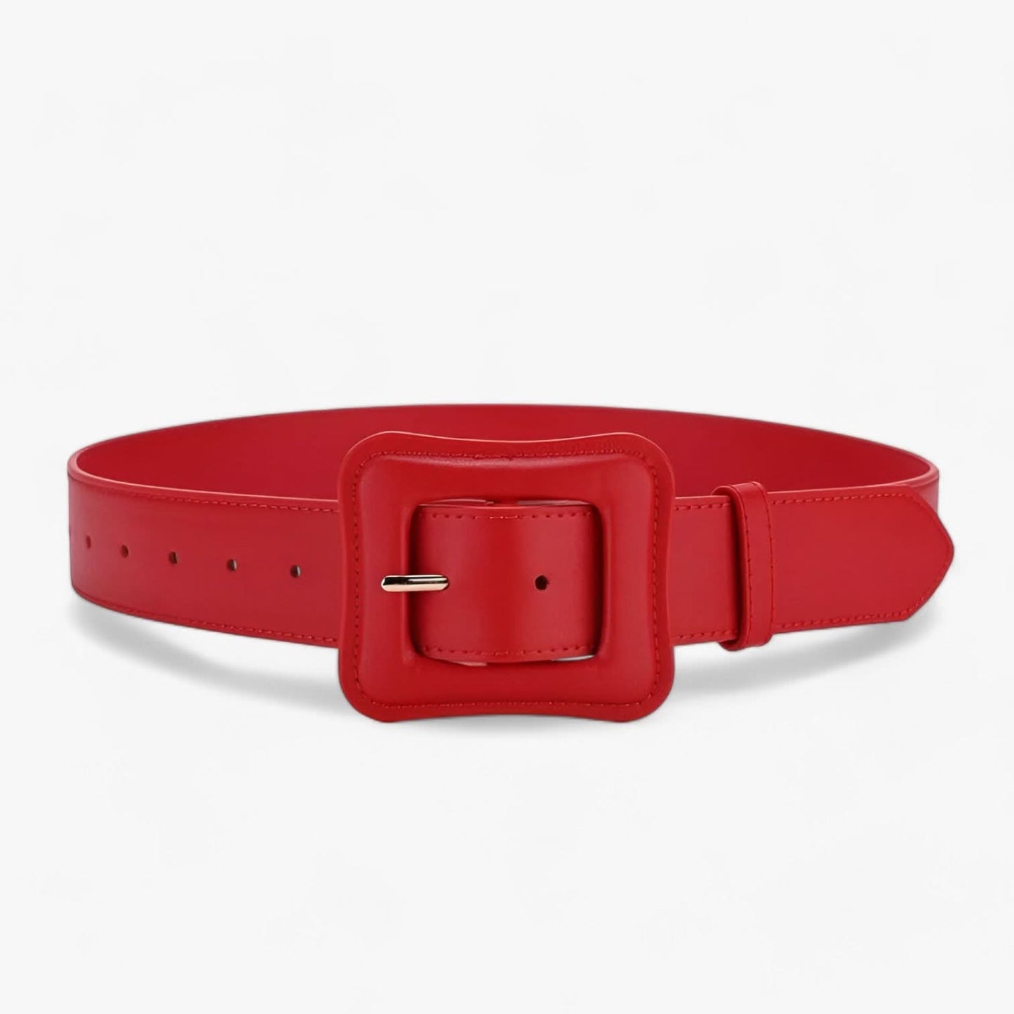 Women's Vintage High-Waist Wide Leather Belt with Adjustable Buckle