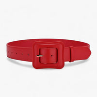 Women's Vintage High-Waist Wide Leather Belt with Adjustable Buckle