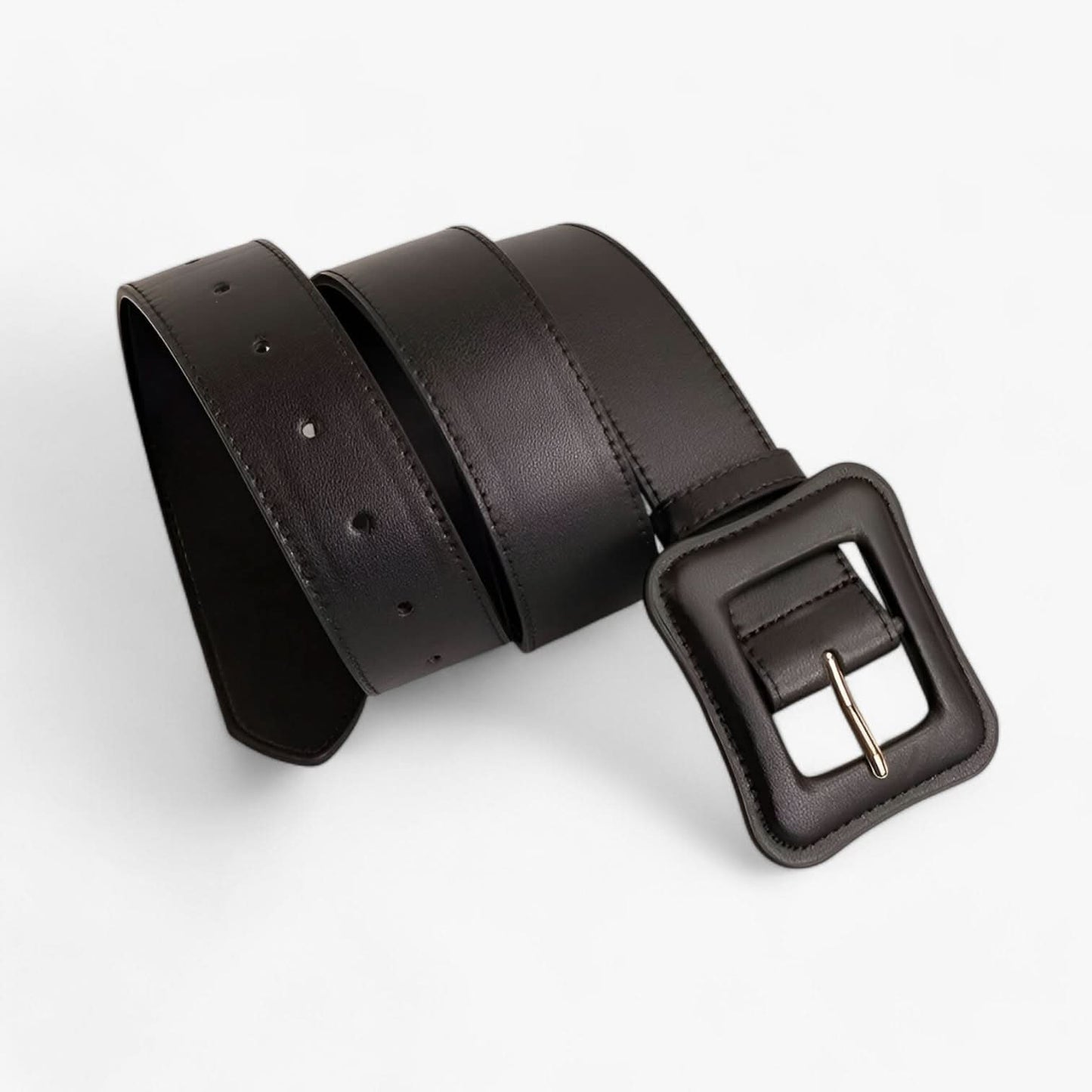 Women's Vintage High-Waist Wide Leather Belt with Adjustable Buckle