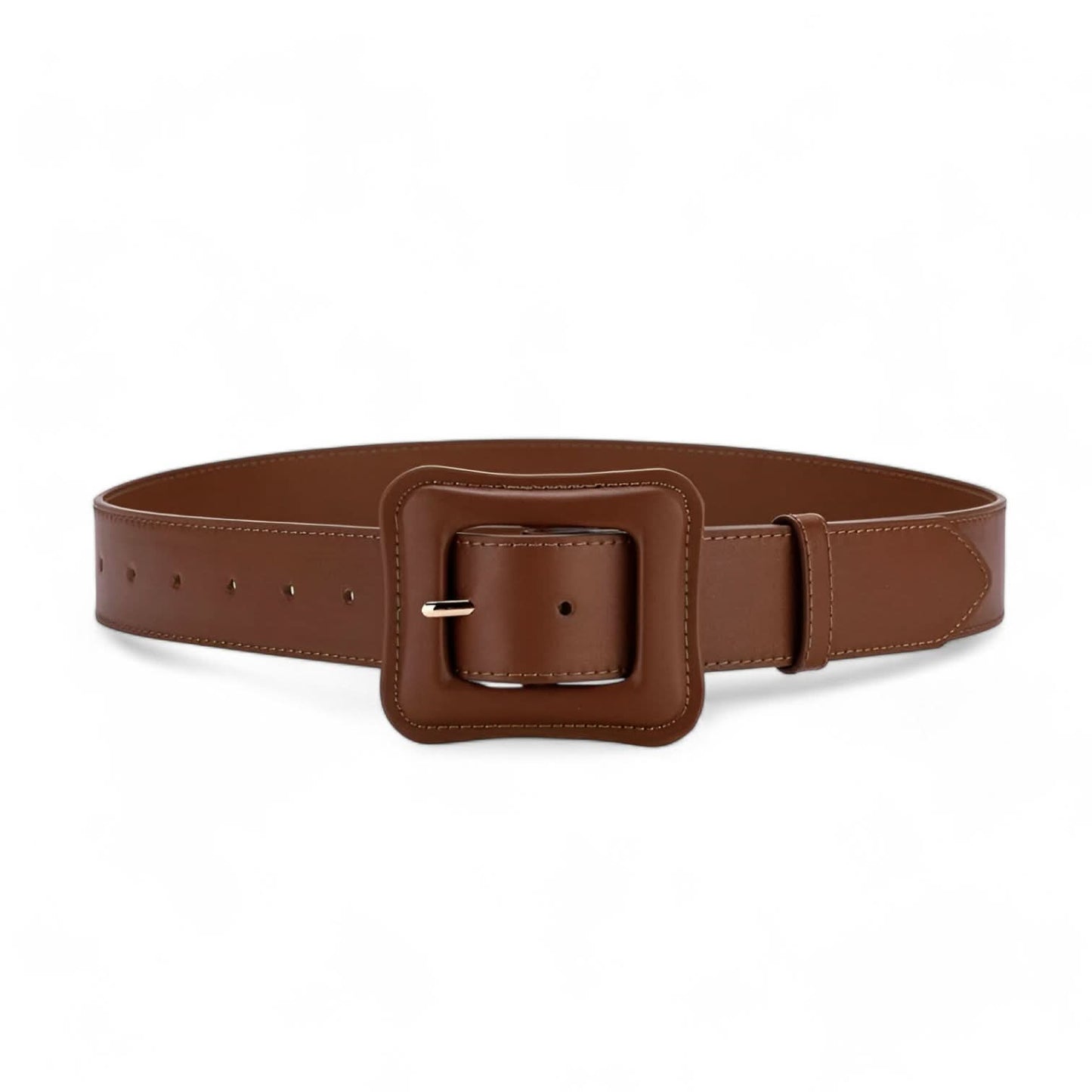 Women's Vintage High-Waist Wide Leather Belt with Adjustable Buckle