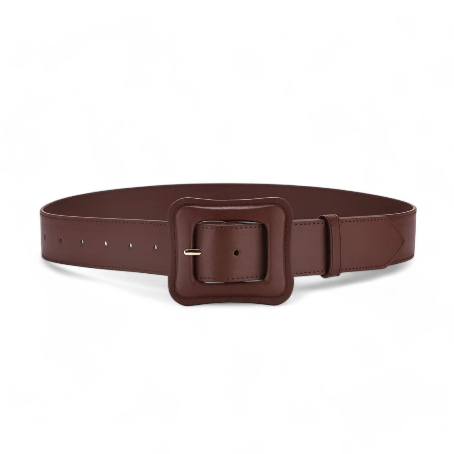 Women's Vintage High-Waist Wide Leather Belt with Adjustable Buckle