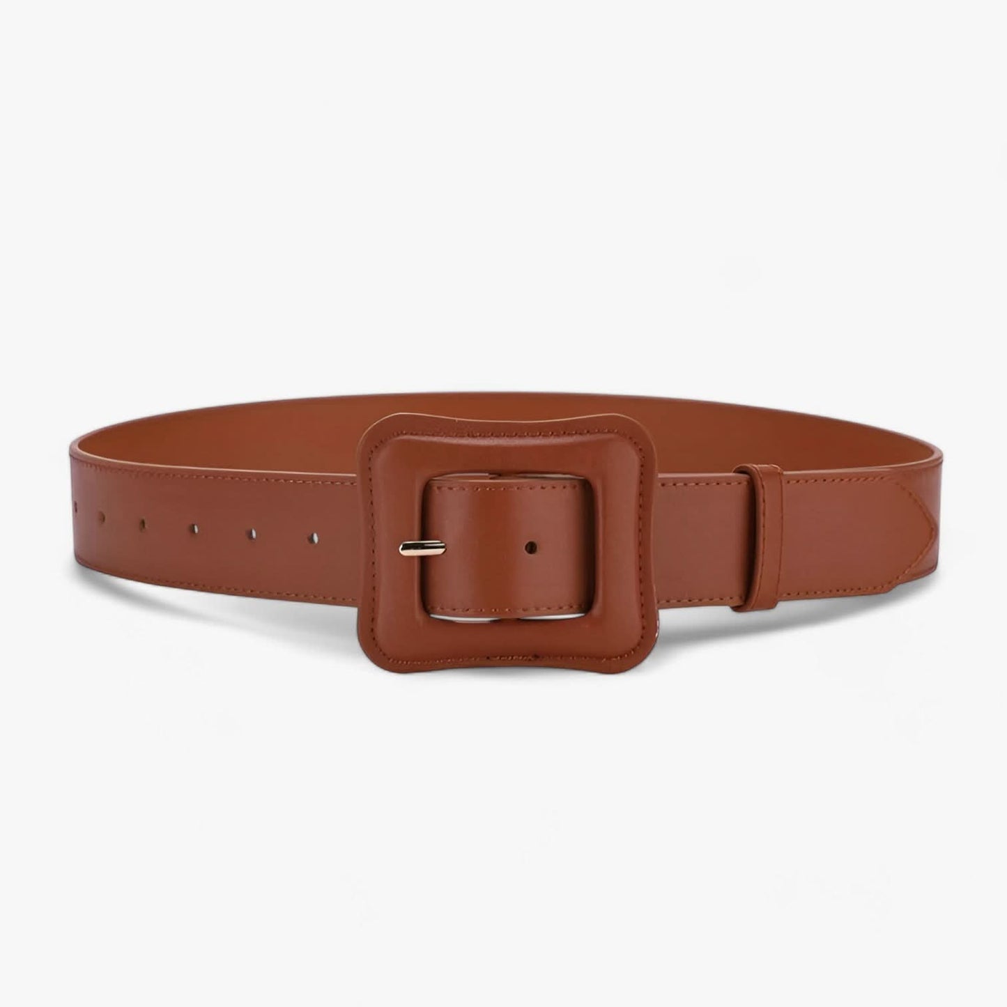 Women's Vintage High-Waist Wide Leather Belt with Adjustable Buckle
