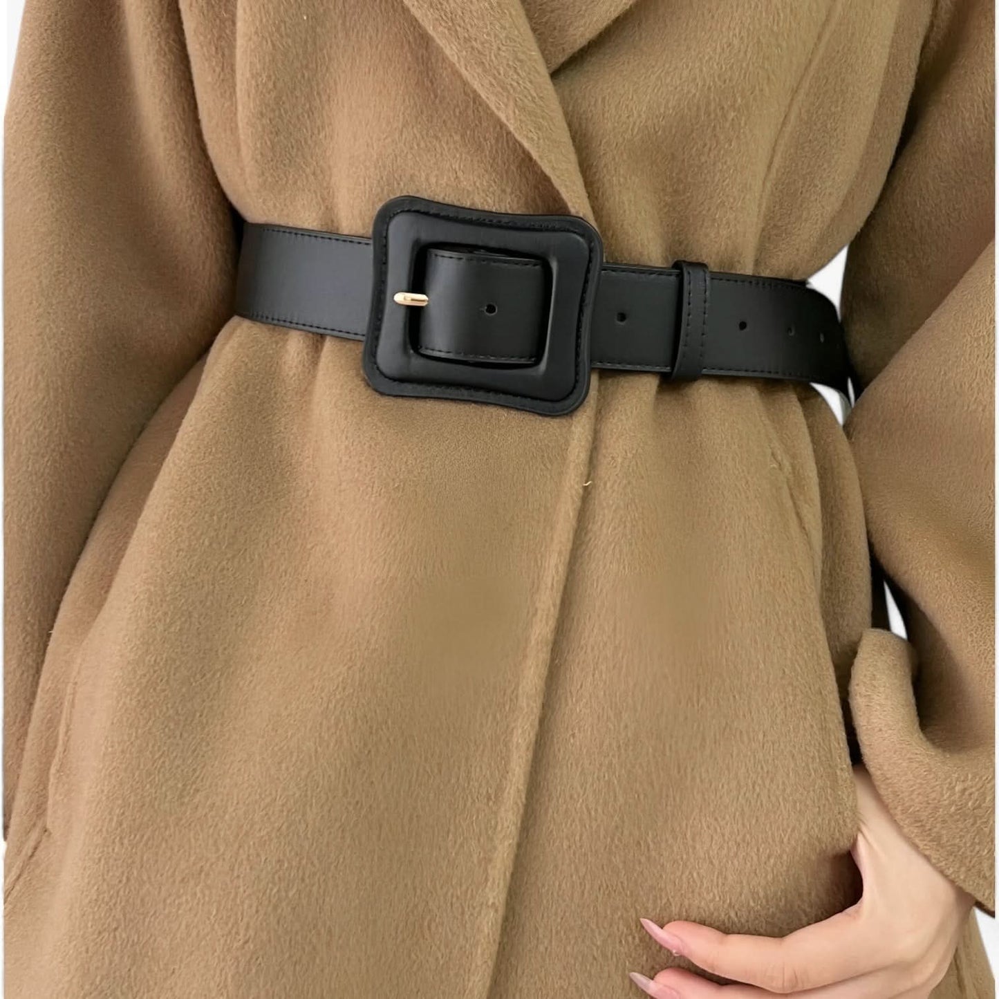 Women's Vintage High-Waist Wide Leather Belt with Adjustable Buckle