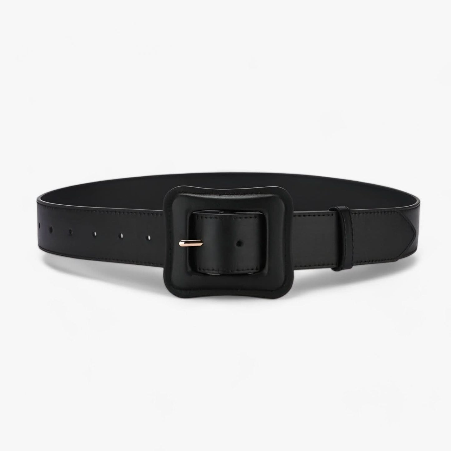 Women's Vintage High-Waist Wide Leather Belt with Adjustable Buckle