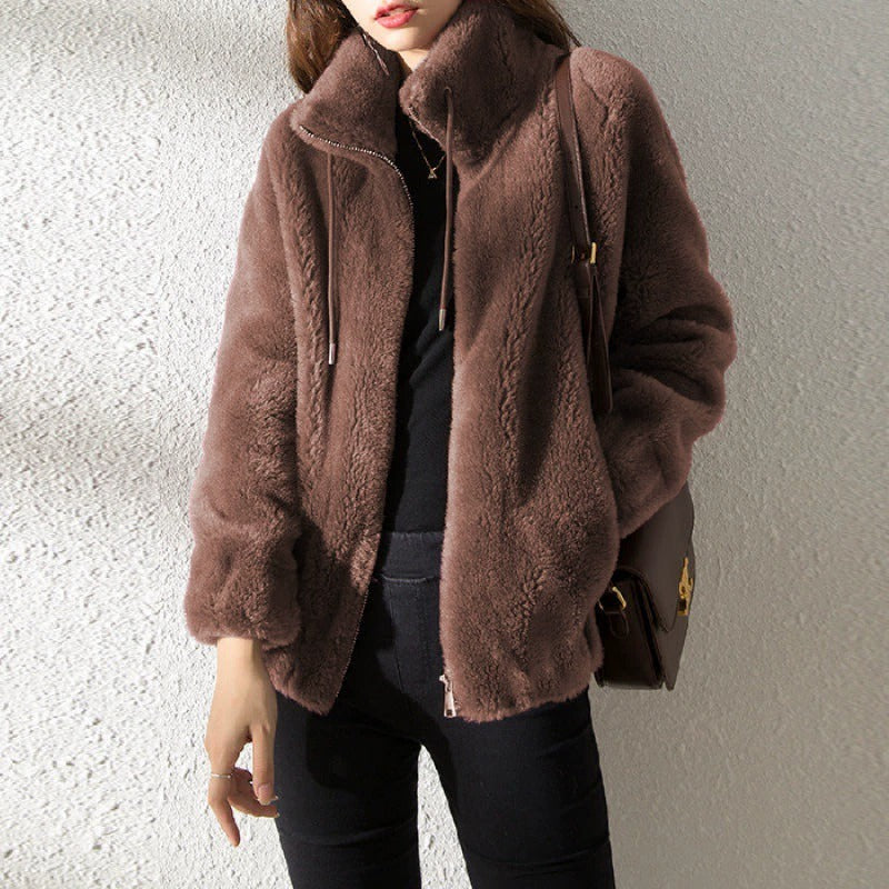 Women's Warm and Casual Zip-Up Teddy Coat Jacket