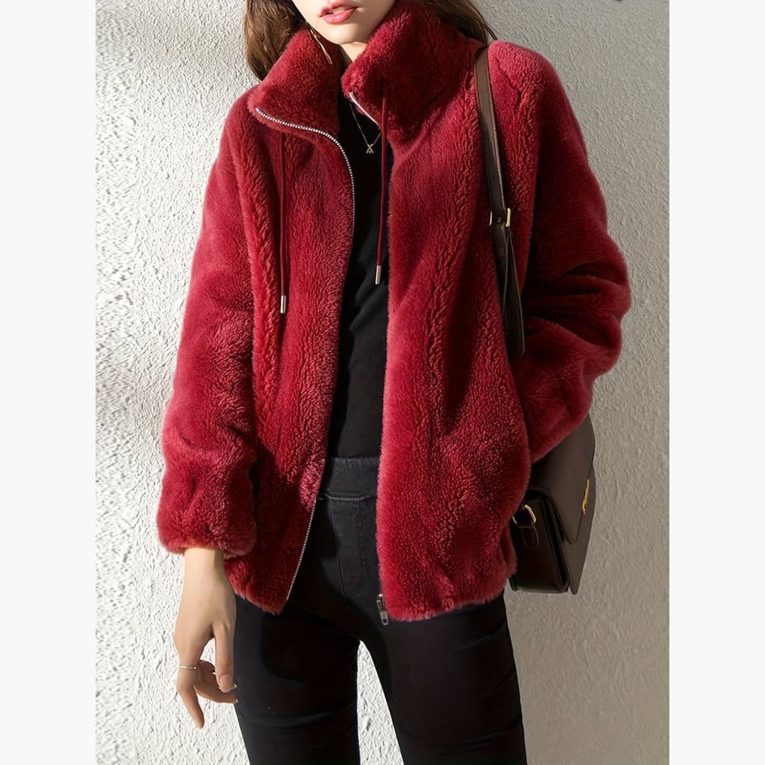 Women's Warm and Casual Zip-Up Teddy Coat Jacket