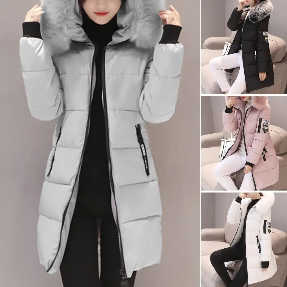 Women's Windproof Hooded Winter Coat with Pockets