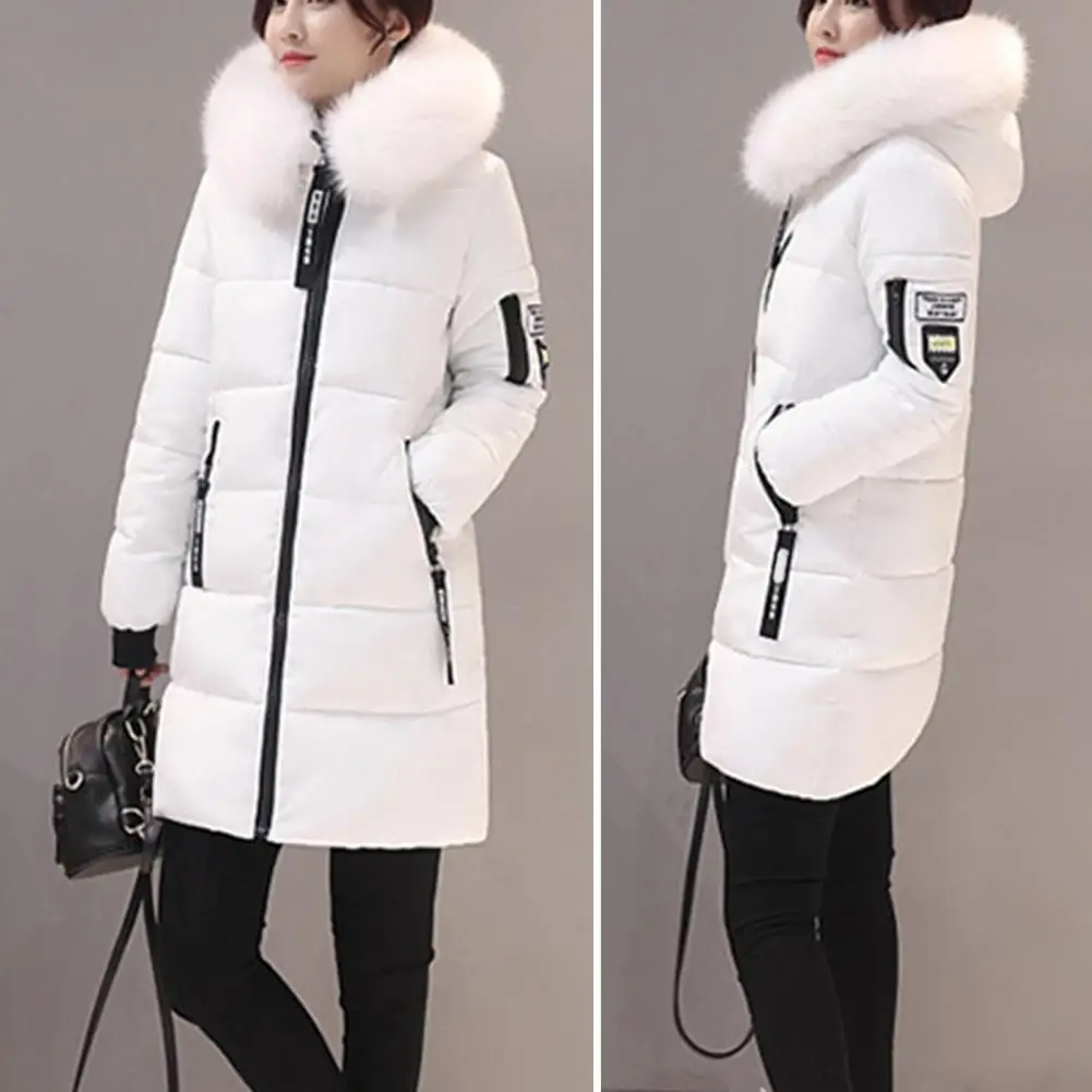 Women's Windproof Hooded Winter Coat with Pockets