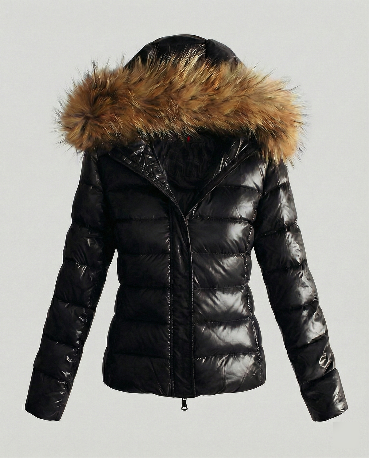 Women's Winter Down Jacket with Detachable Hood and Luxurious Fur Collar