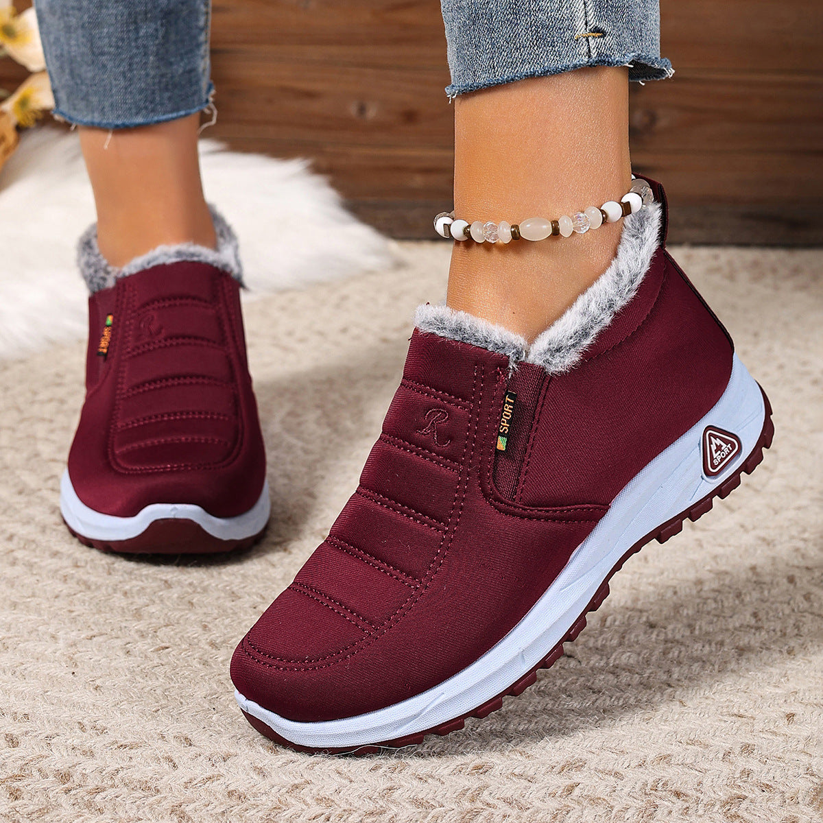 Women's Winter Slip-On Sneaker | Warm Lining & Non-Slip Sole | Plus Sizes