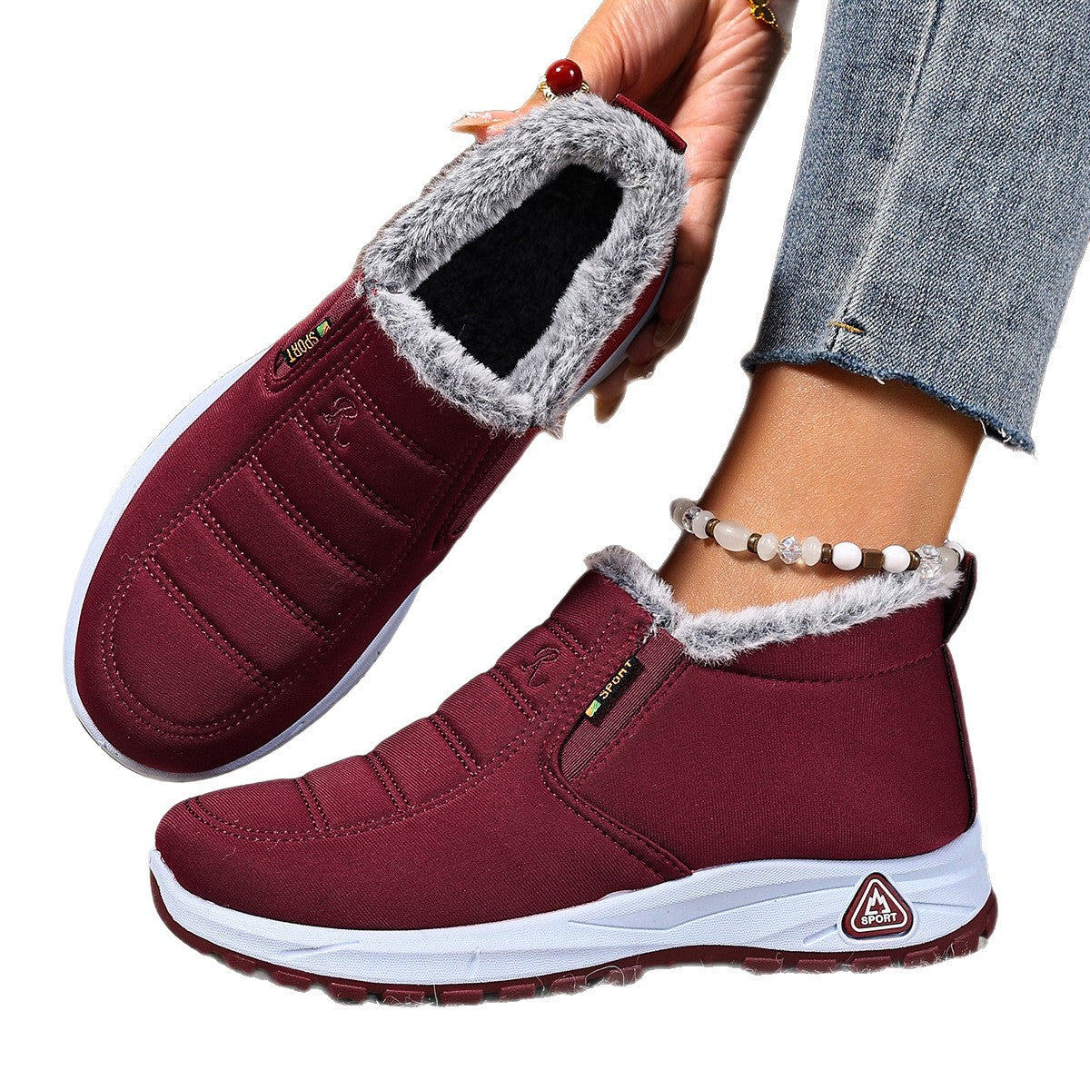 Women's Winter Slip-On Sneaker | Warm Lining & Non-Slip Sole | Plus Sizes