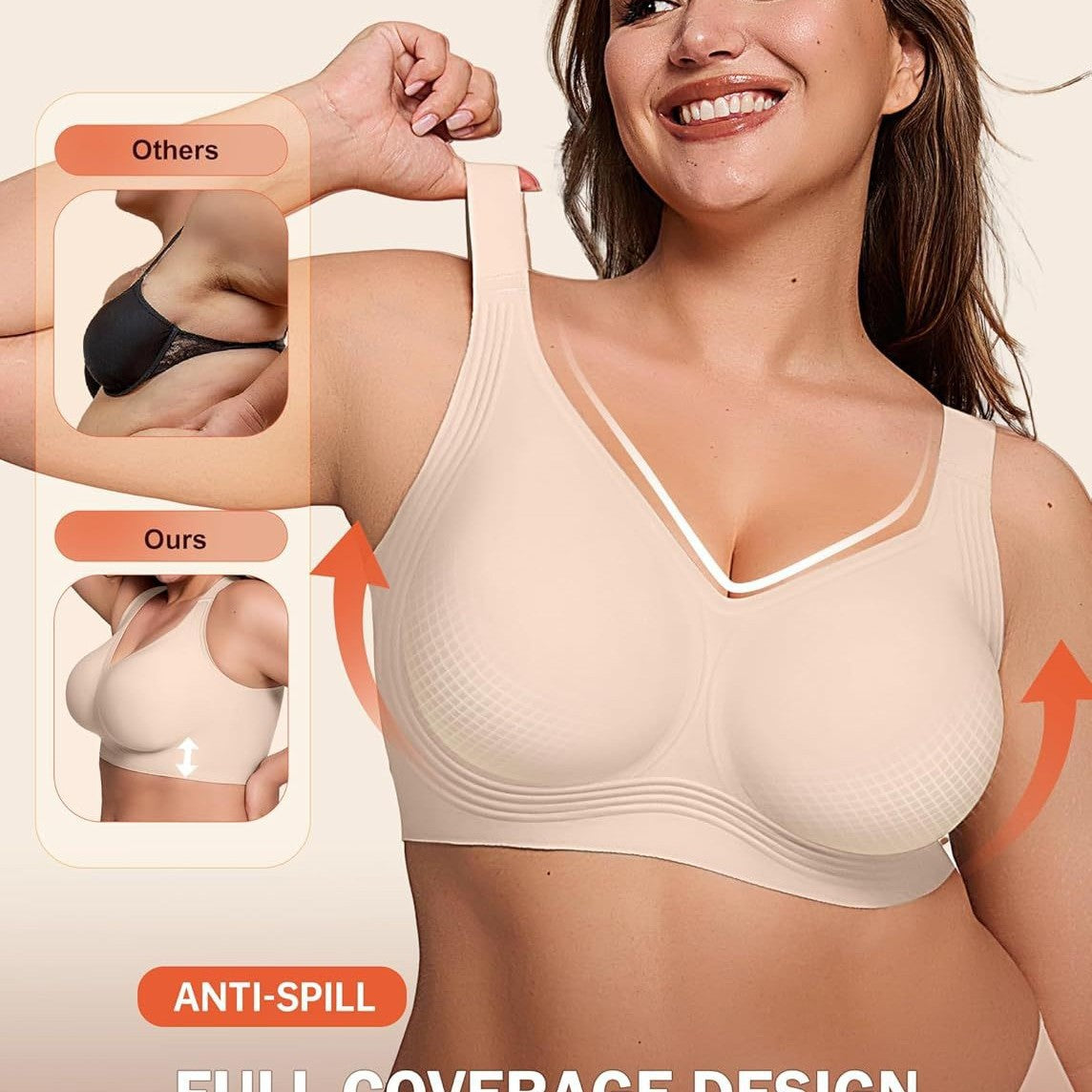 Women's Wireless Full-Coverage Supportive Push-Up Bra
