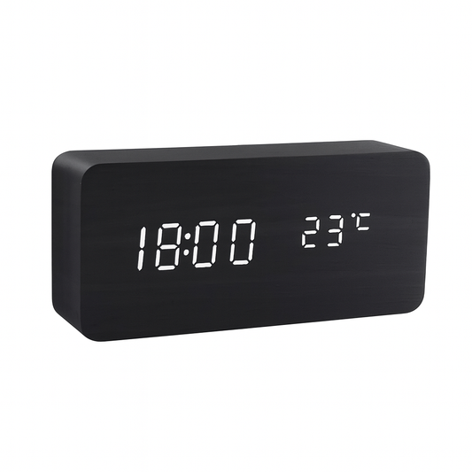 Wooden Design Alarm Clock with LED Display